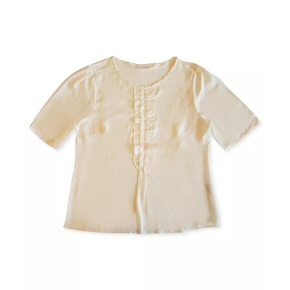 Charter Club Short Sleeve Ruffle Top Cloud M - Picture 1 of 3